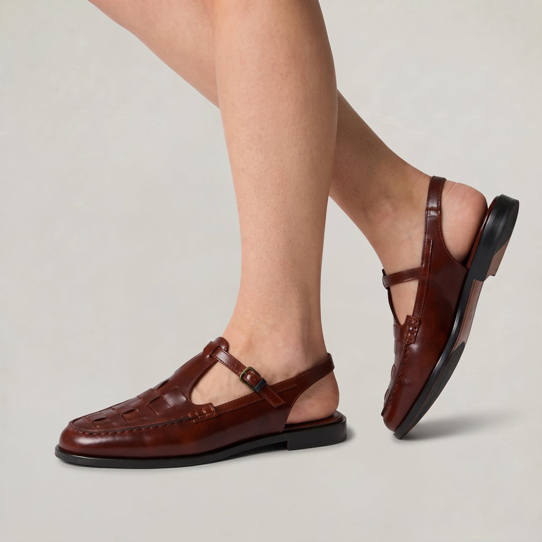 Grace | Woven Closed Toe Slingback Flat Sandals
