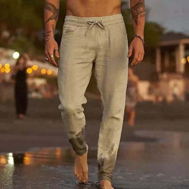 Grayson | Relaxed Drawstring Linen Pants with Tapered Fit