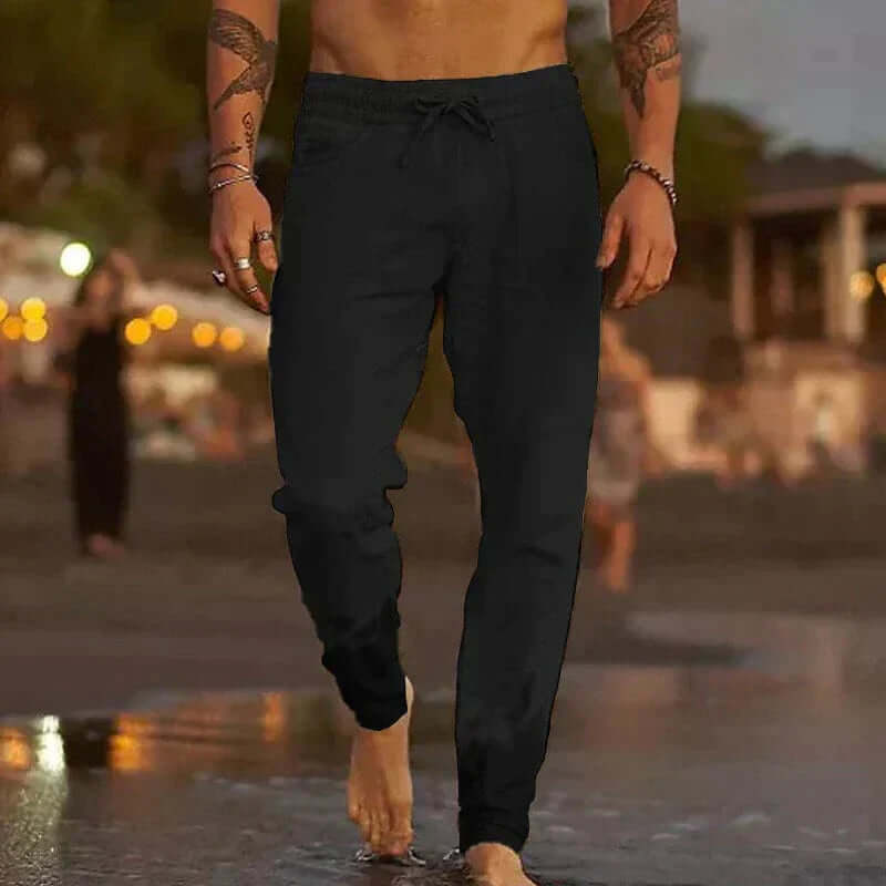 Grayson | Relaxed Drawstring Linen Pants with Tapered Fit