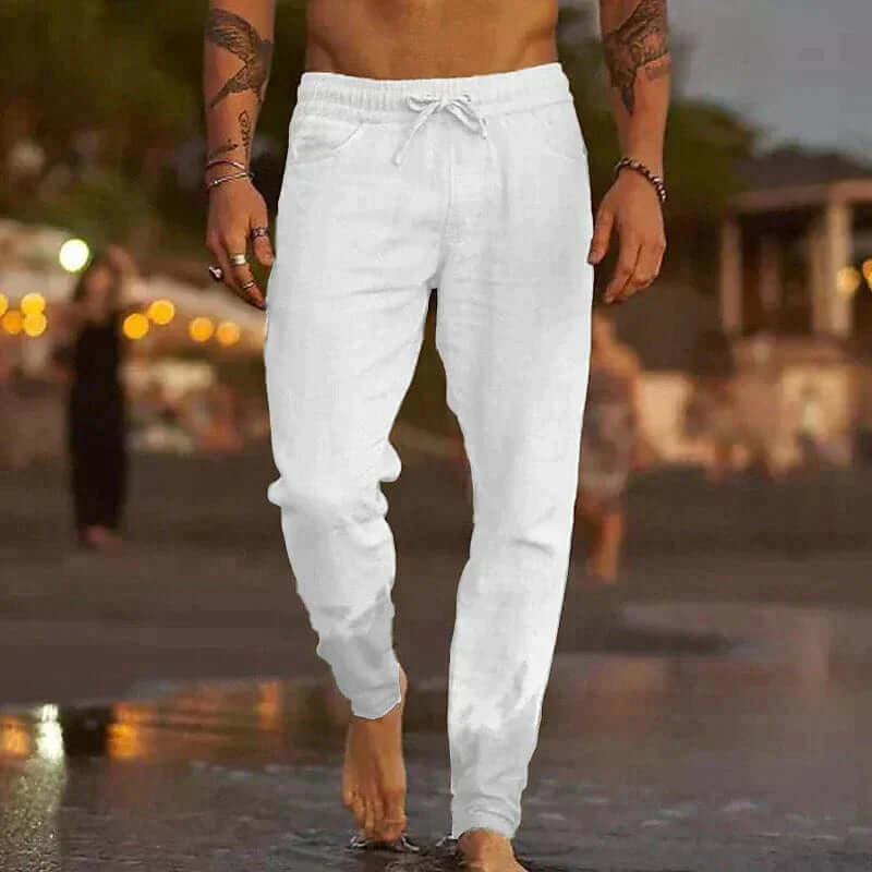Grayson | Relaxed Drawstring Linen Pants with Tapered Fit