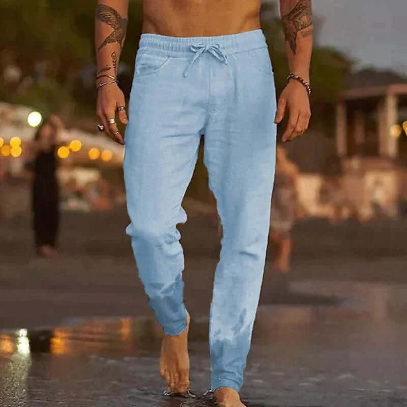 Grayson | Relaxed Drawstring Linen Pants with Tapered Fit