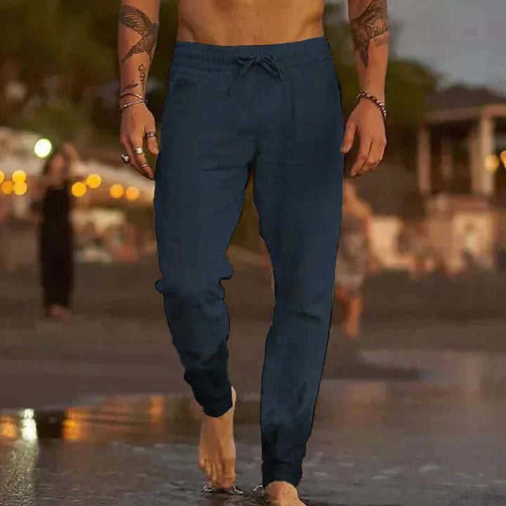 Grayson | Relaxed Drawstring Linen Pants with Tapered Fit