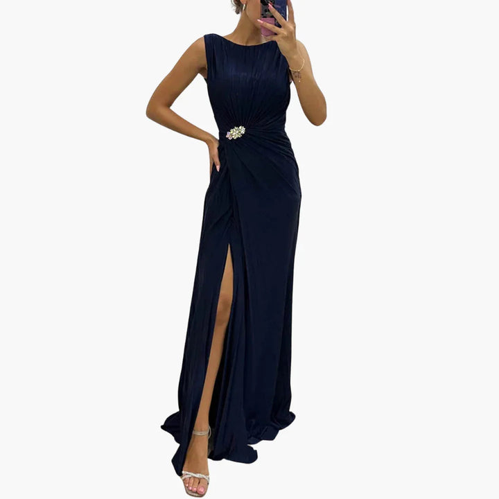 Hallie | Cosy Pleated Side Slit Formal Dress
