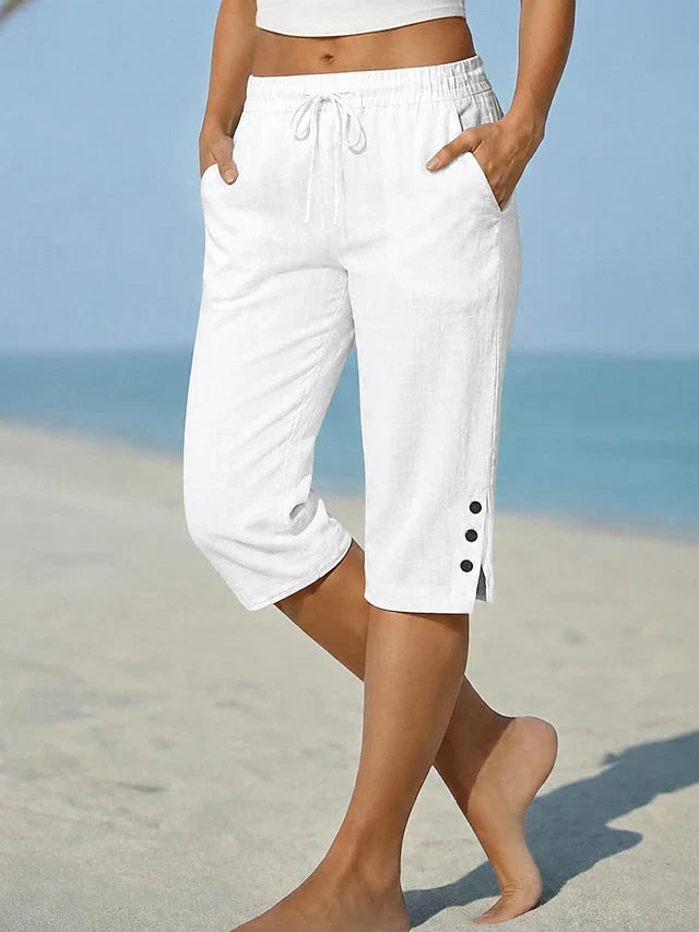 Hallie | Effortless Linen Capri Pants with Drawstring Waist