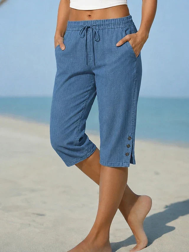 Hallie | Effortless Linen Capri Pants with Drawstring Waist
