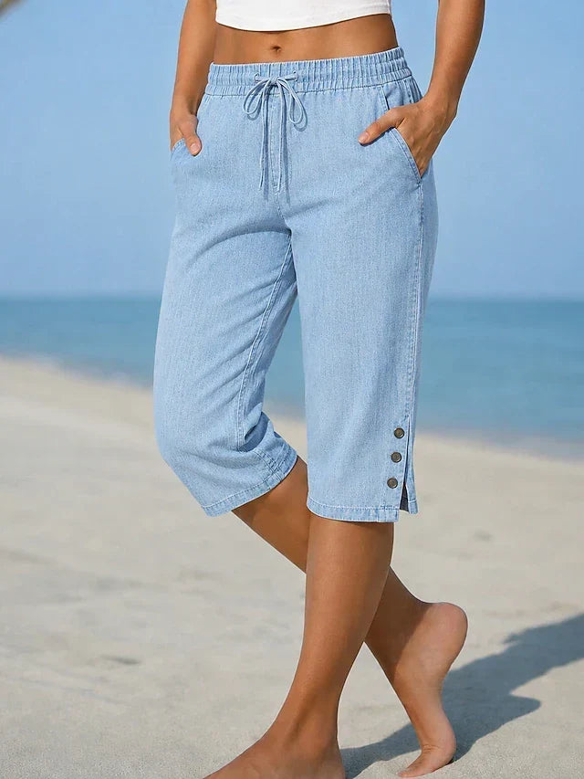 Hallie | Effortless Linen Capri Pants with Drawstring Waist