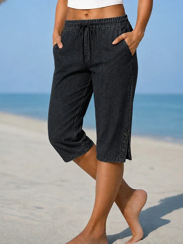 Hallie | Effortless Linen Capri Pants with Drawstring Waist