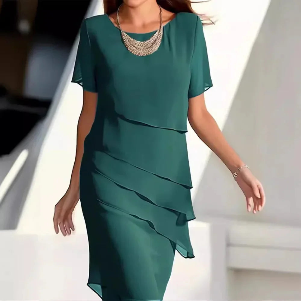 Hallie | Effortless Tiered Midi Cocktail Dress