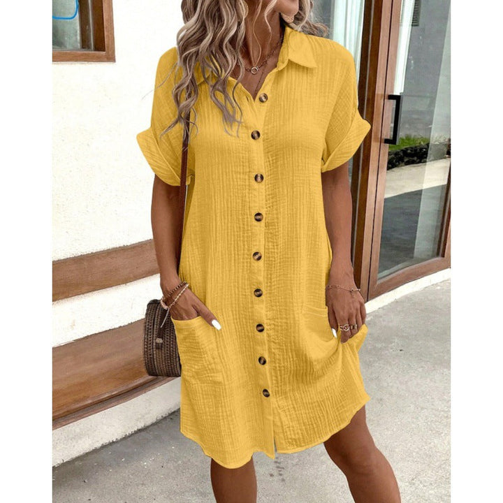 Hallie | Stylish Button-Front Linen Dress with Pockets