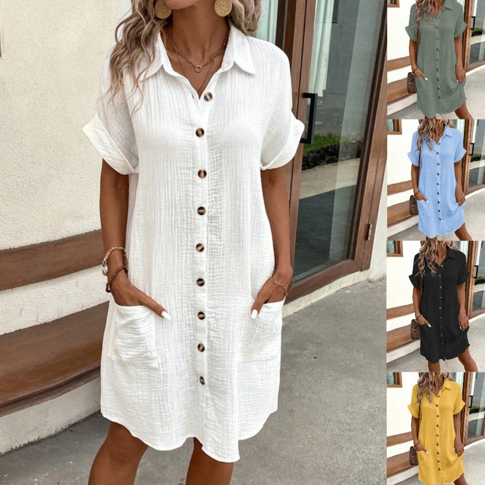 Hallie | Stylish Button-Front Linen Dress with Pockets