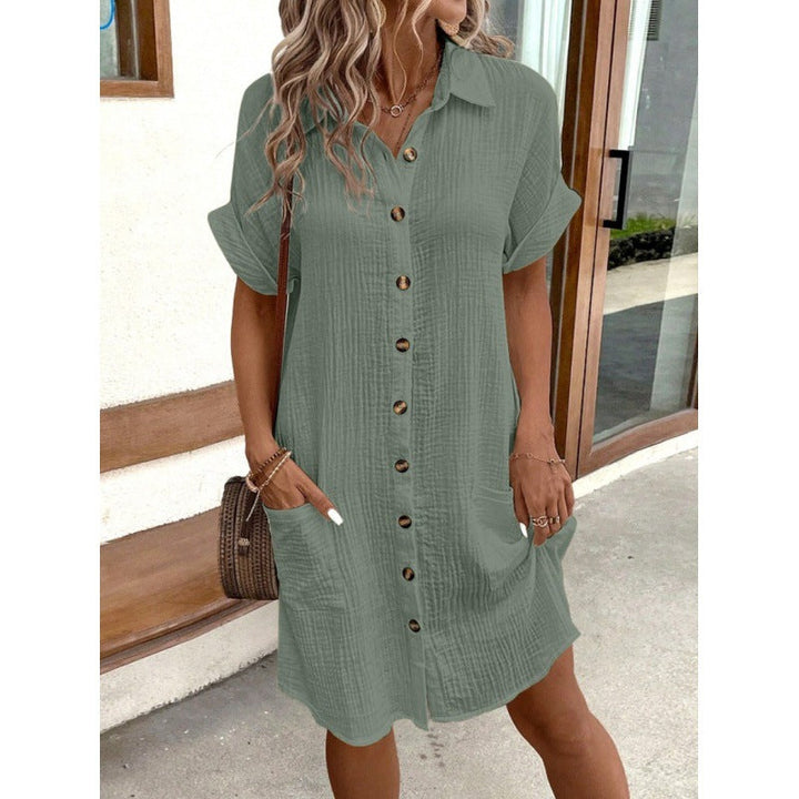 Hallie | Stylish Button-Front Linen Dress with Pockets