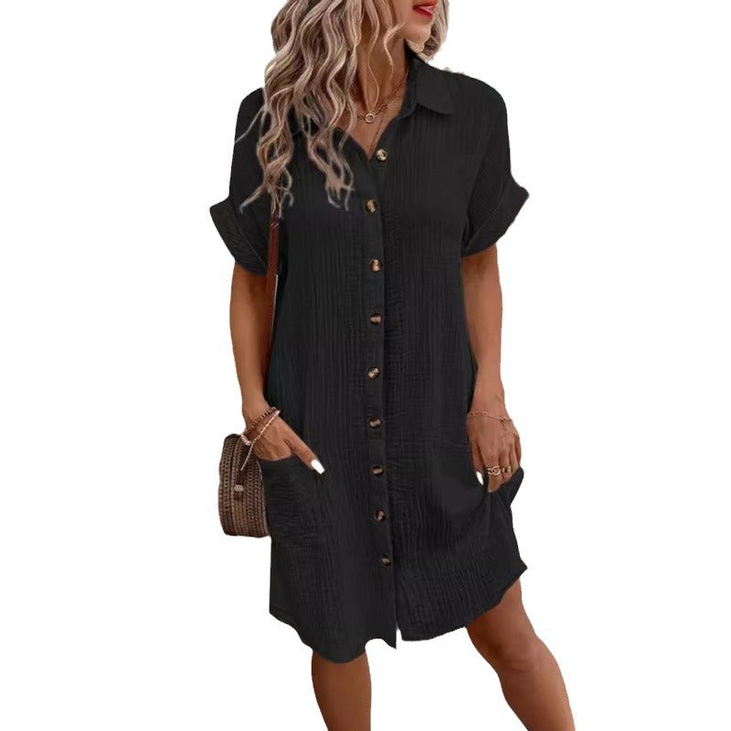 Hallie | Stylish Button-Front Linen Dress with Pockets