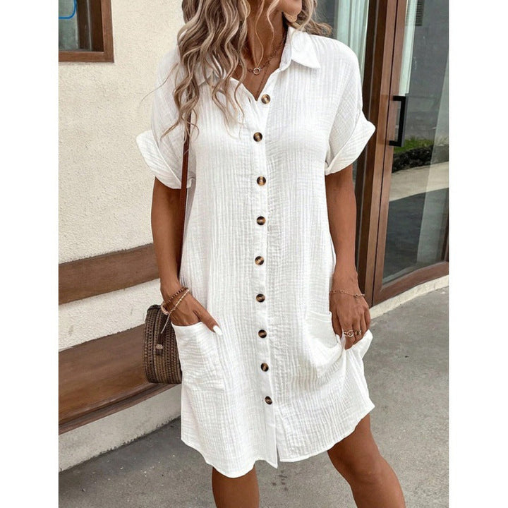 Hallie | Stylish Button-Front Linen Dress with Pockets