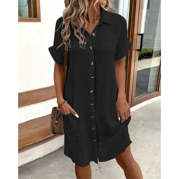 Hallie | Stylish Button-Front Linen Dress with Pockets