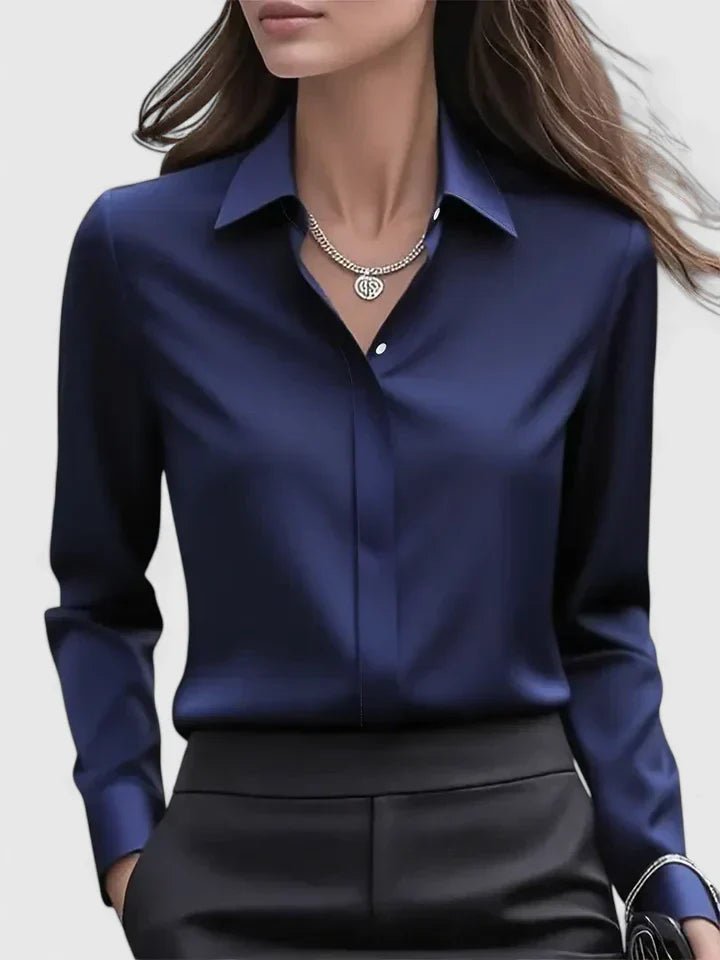 Hallie | Stylish Concealed-Placket Long-Sleeve Button-Down Blouse