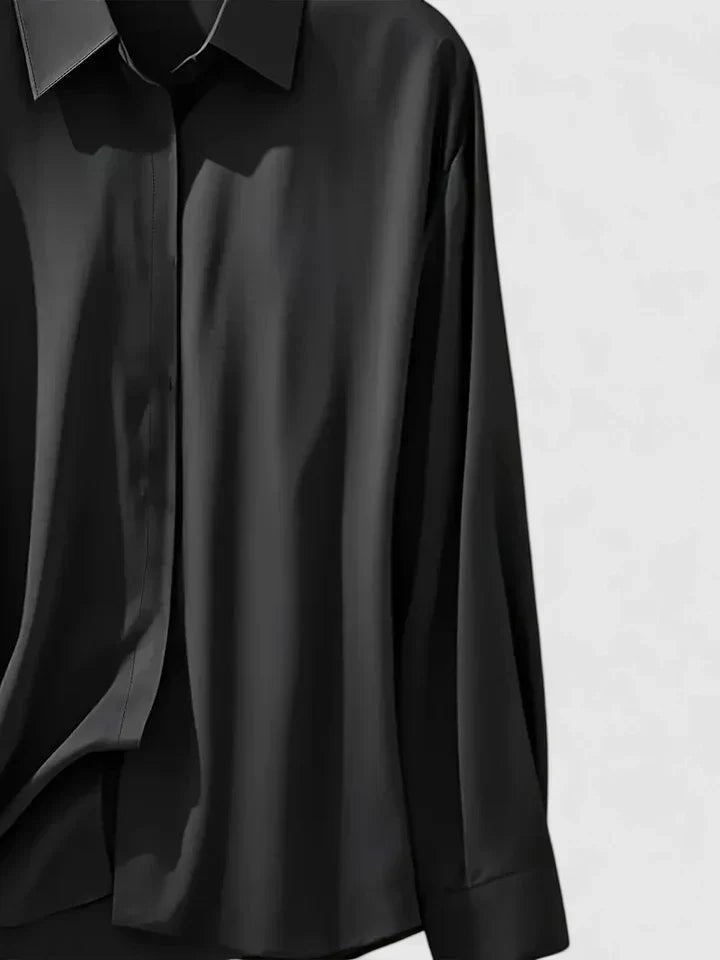 Hallie | Stylish Concealed-Placket Long-Sleeve Button-Down Blouse