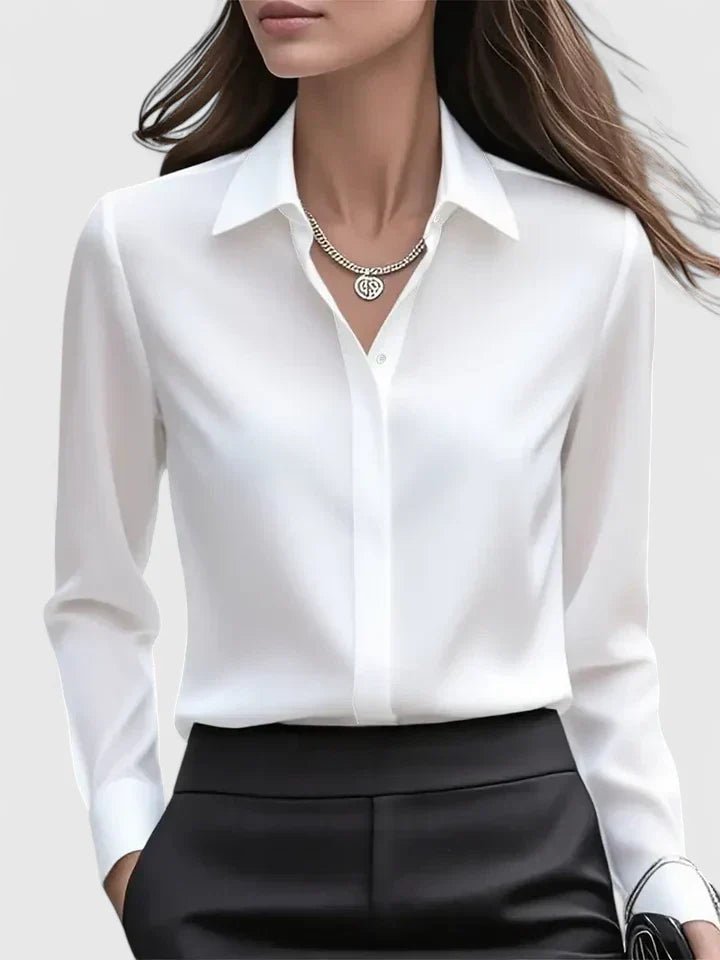 Hallie | Stylish Concealed-Placket Long-Sleeve Button-Down Blouse