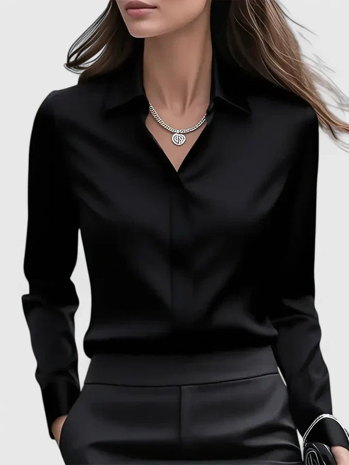 Hallie | Stylish Concealed-Placket Long-Sleeve Button-Down Blouse