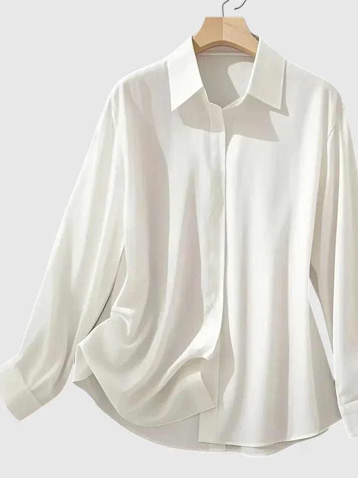 Hallie | Stylish Concealed-Placket Long-Sleeve Button-Down Blouse