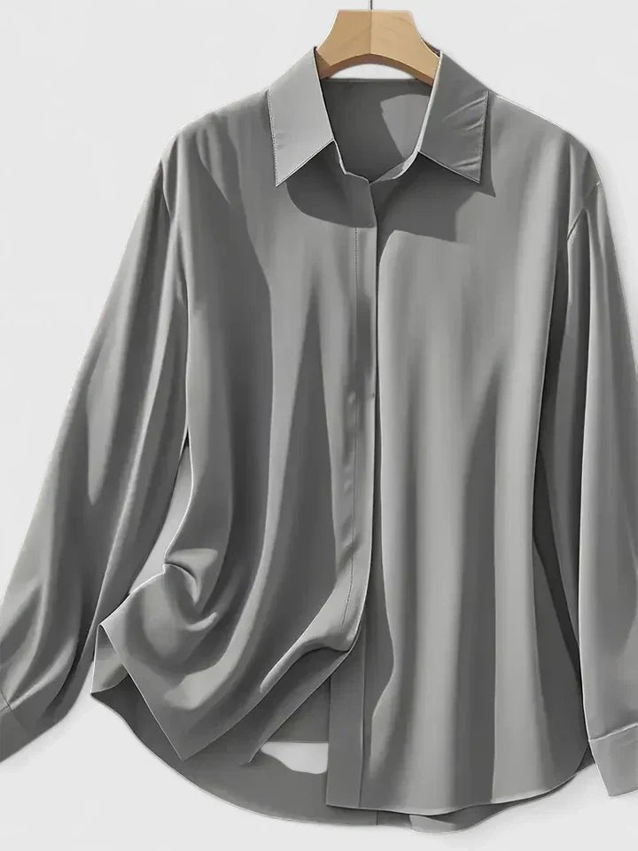 Hallie | Stylish Concealed-Placket Long-Sleeve Button-Down Blouse