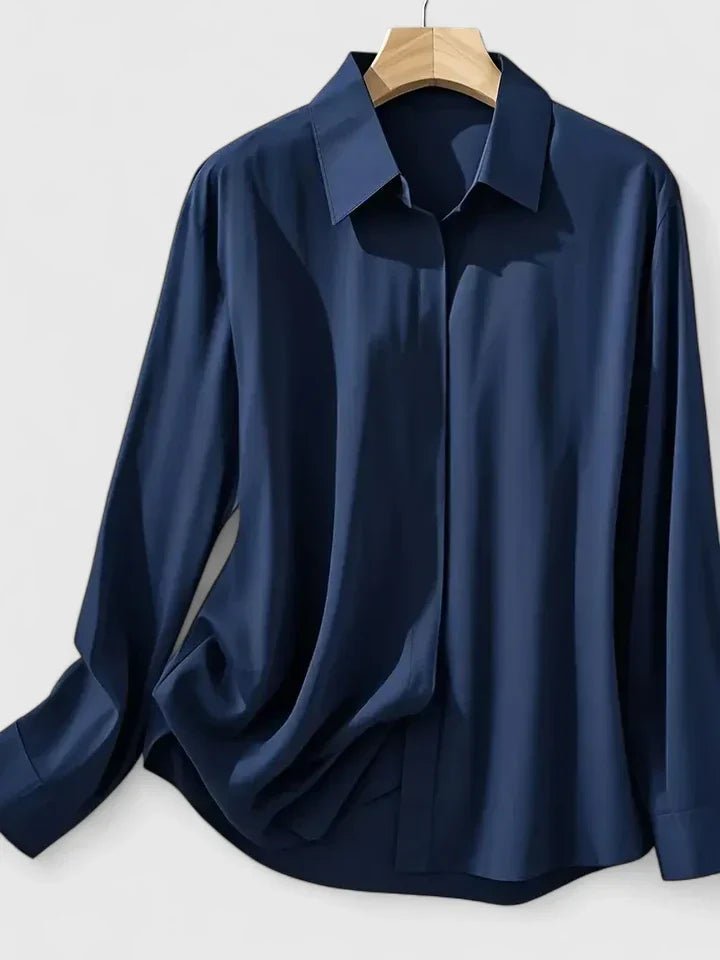 Hallie | Stylish Concealed-Placket Long-Sleeve Button-Down Blouse