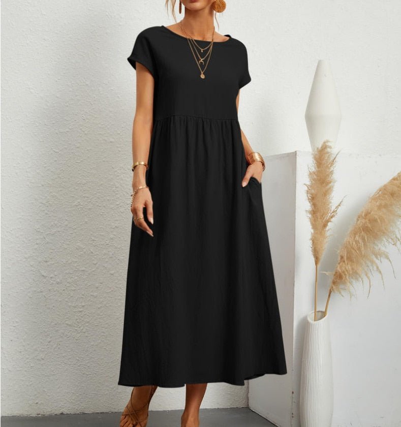 Hallie | Timeless Short Sleeve Midi Summer Dresses