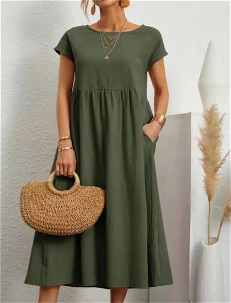Hallie | Timeless Short Sleeve Midi Summer Dresses