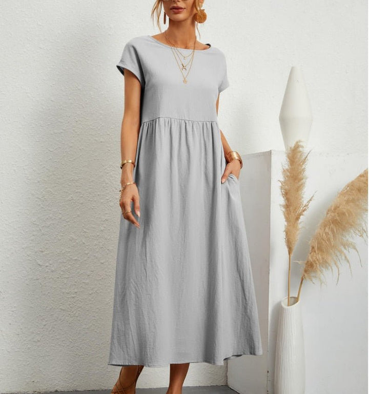 Hallie | Timeless Short Sleeve Midi Summer Dresses