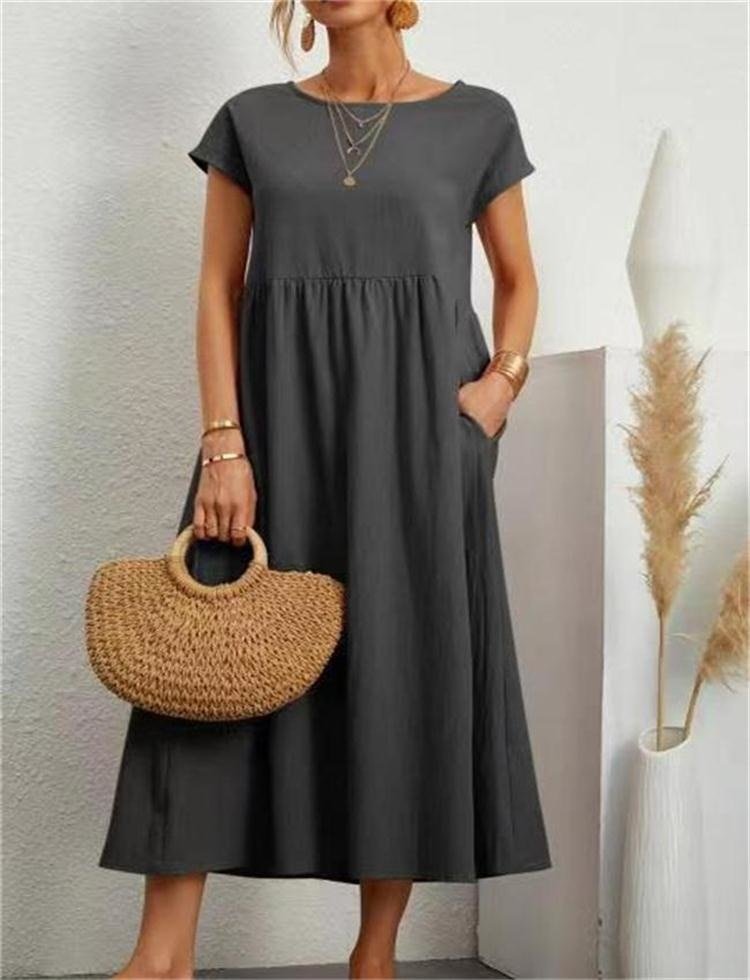 Hallie | Timeless Short Sleeve Midi Summer Dresses