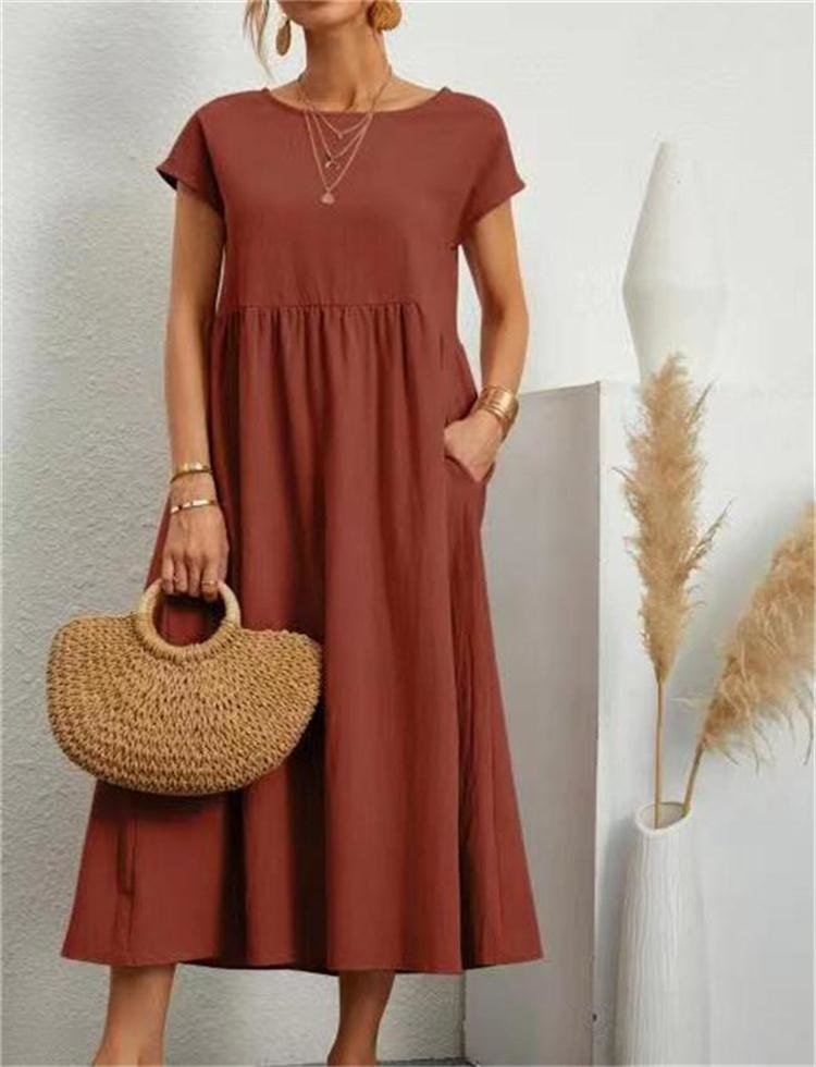 Hallie | Timeless Short Sleeve Midi Summer Dresses