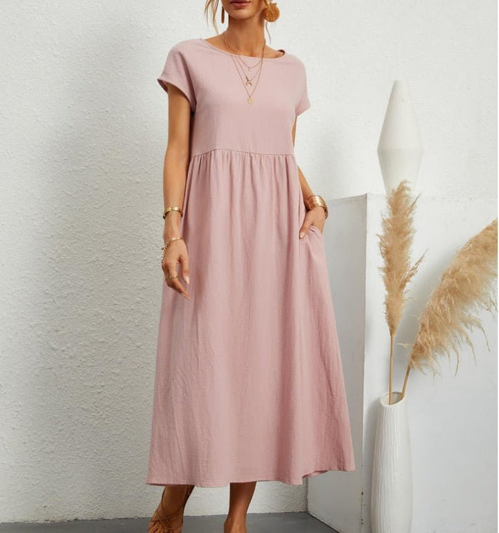 Hallie | Timeless Short Sleeve Midi Summer Dresses