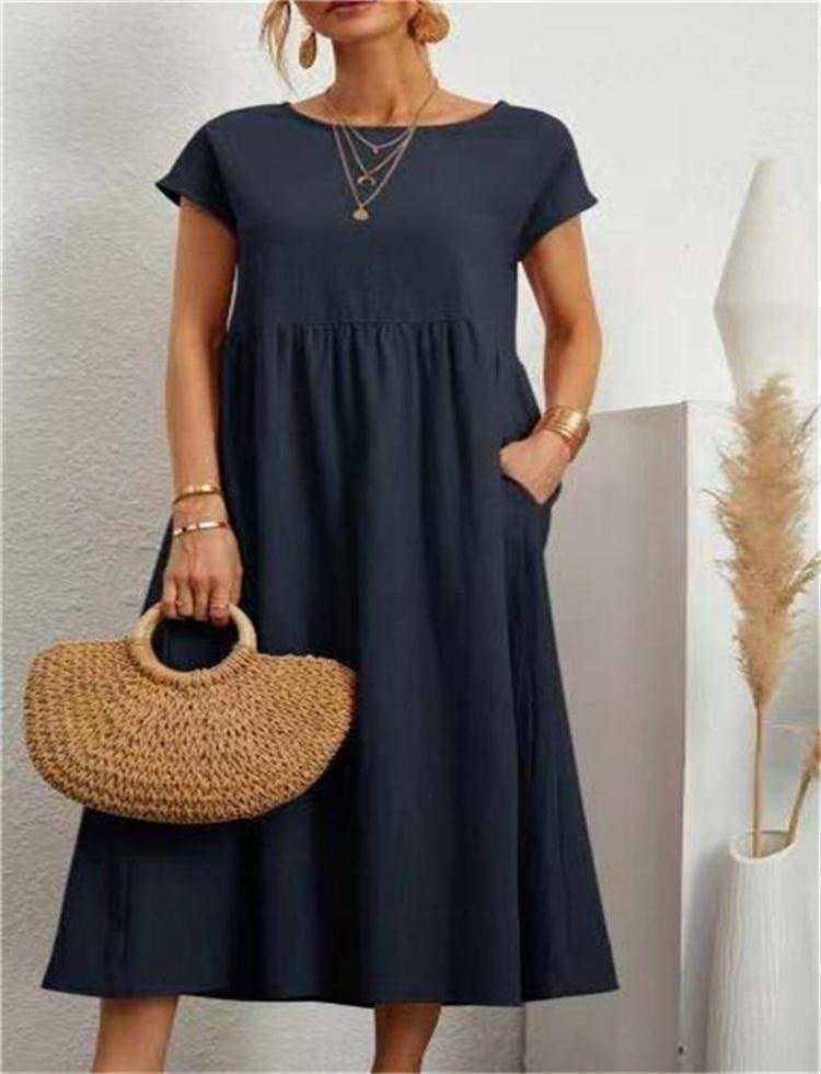 Hallie | Timeless Short Sleeve Midi Summer Dresses