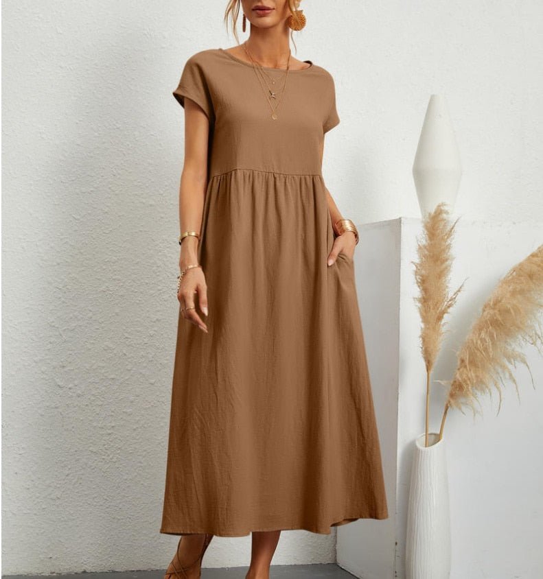 Hallie | Timeless Short Sleeve Midi Summer Dresses