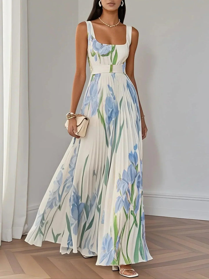 Hannah | Chic Pleated Floral Maxi Dress for Races Dresses