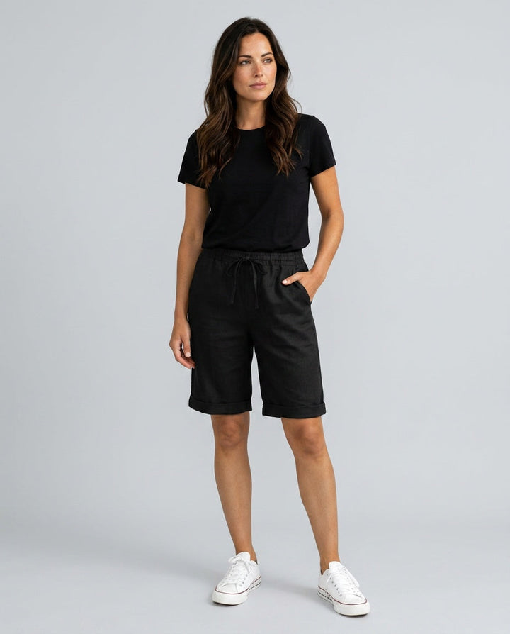 Hannah | Chic Relaxed Cropped Linen Pants with Drawstring Waist