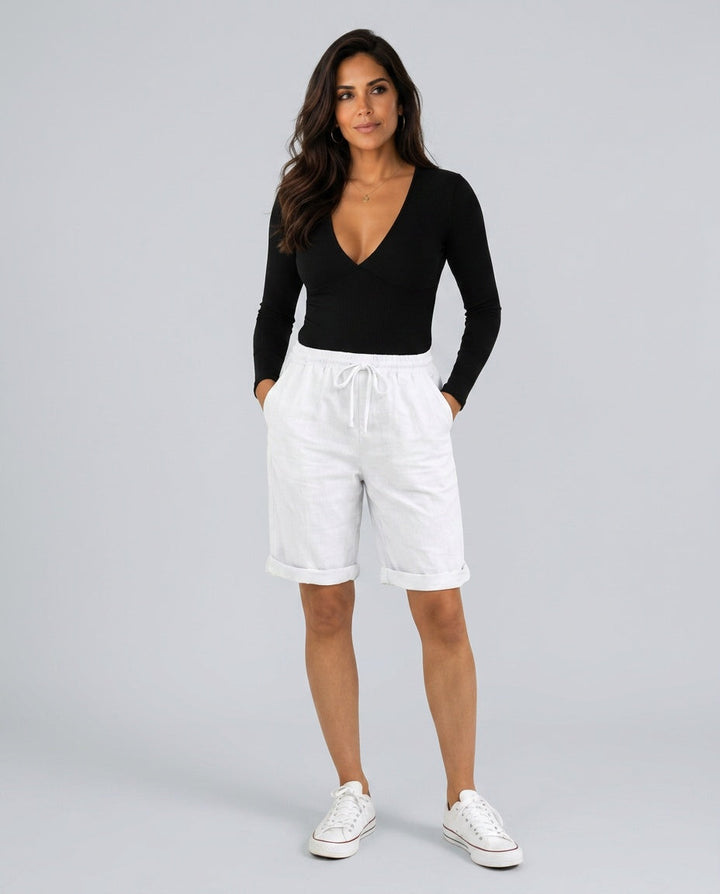 Hannah | Chic Relaxed Cropped Linen Pants with Drawstring Waist