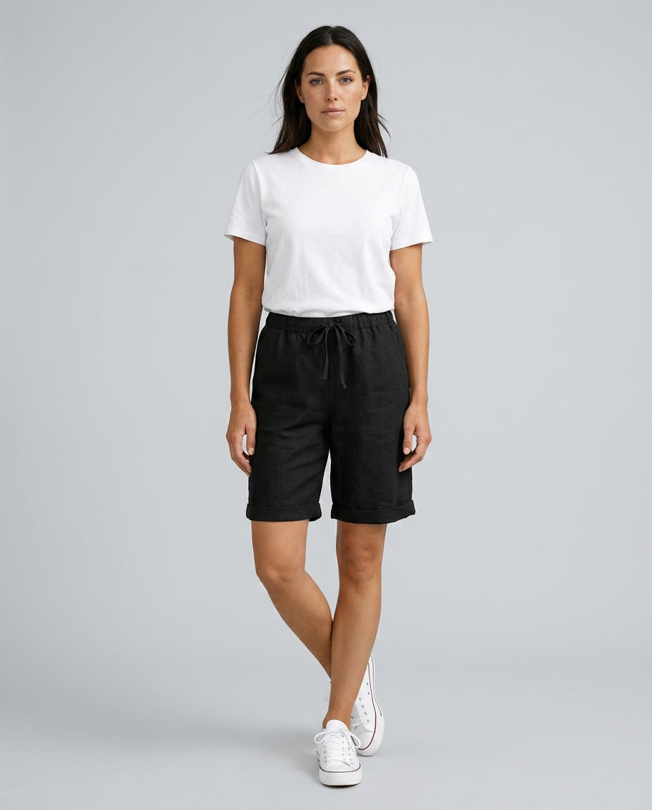 Hannah | Chic Relaxed Cropped Linen Pants with Drawstring Waist