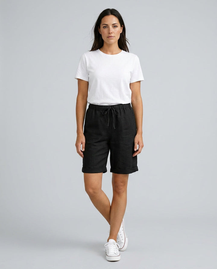 Hannah | Chic Relaxed Cropped Linen Pants with Drawstring Waist