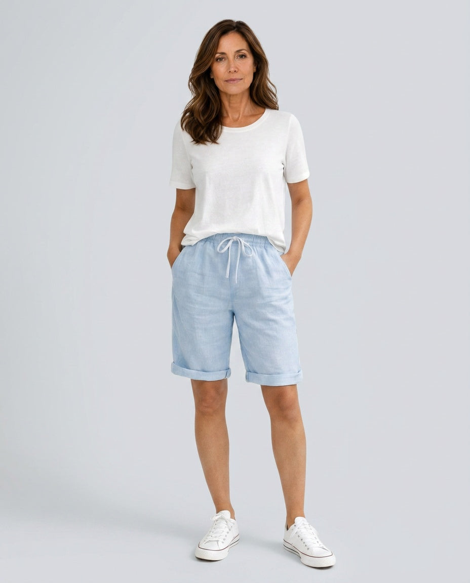Hannah | Chic Relaxed Cropped Linen Pants with Drawstring Waist