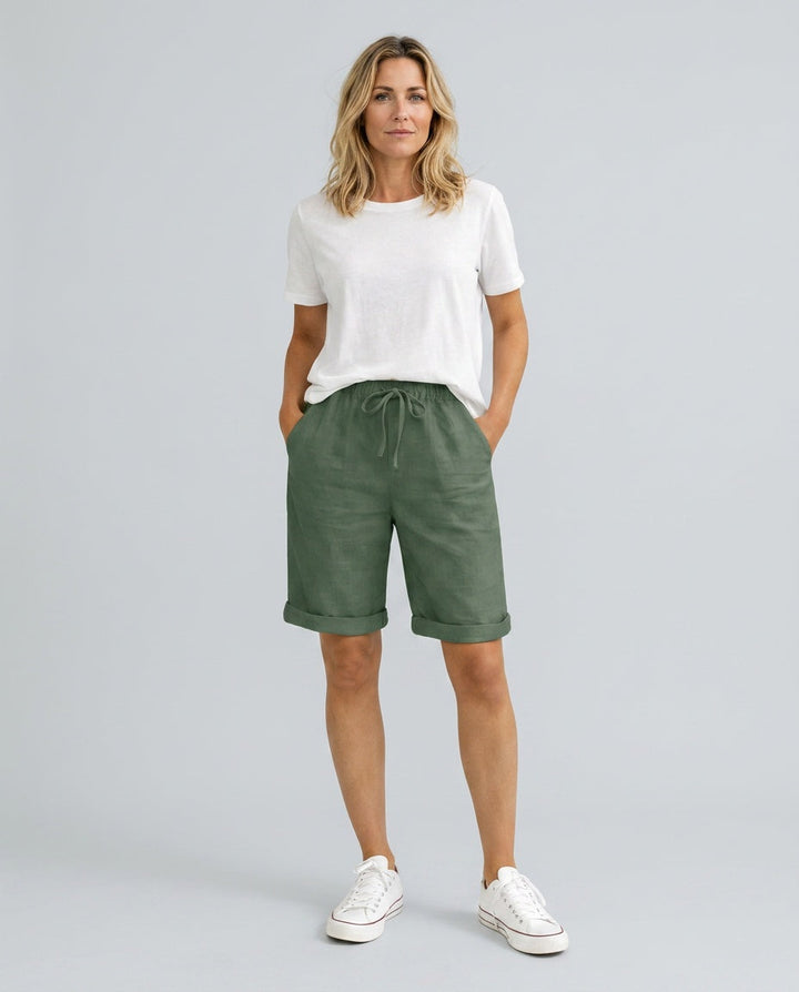 Hannah | Chic Relaxed Cropped Linen Pants with Drawstring Waist