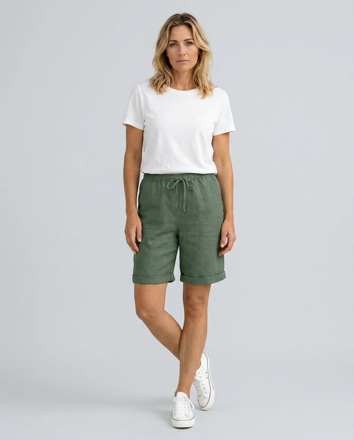 Hannah | Chic Relaxed Cropped Linen Pants with Drawstring Waist