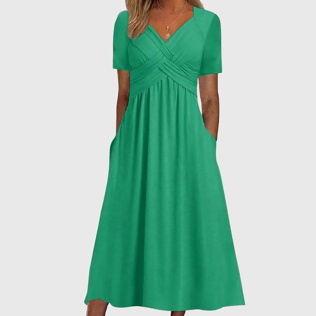 Hannah | Classic Cross-Front Cocktail Midi Dress