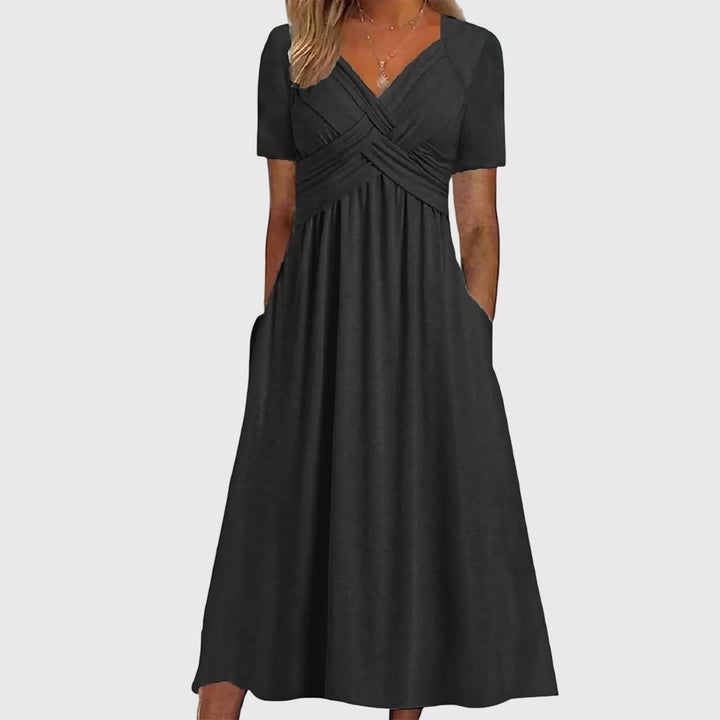 Hannah | Classic Cross-Front Cocktail Midi Dress