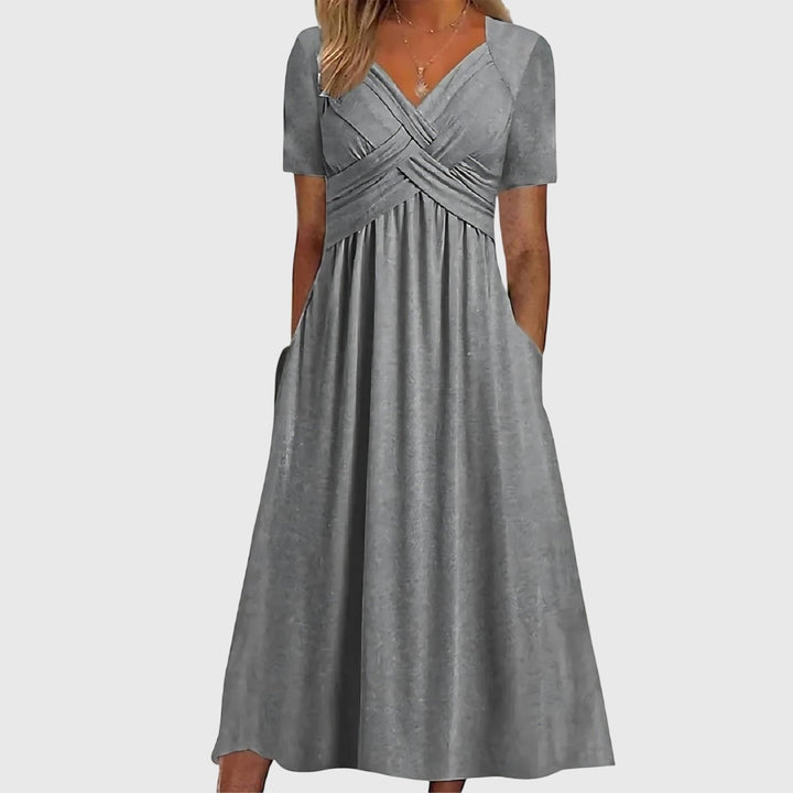 Hannah | Classic Cross-Front Cocktail Midi Dress