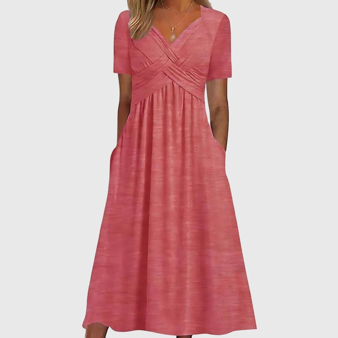 Hannah | Classic Cross-Front Cocktail Midi Dress