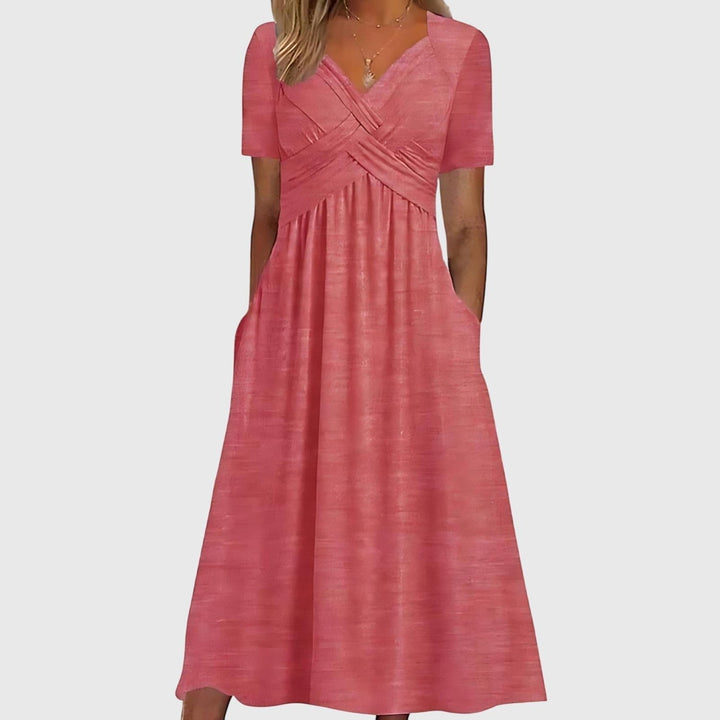 Hannah | Classic Cross-Front Cocktail Midi Dress