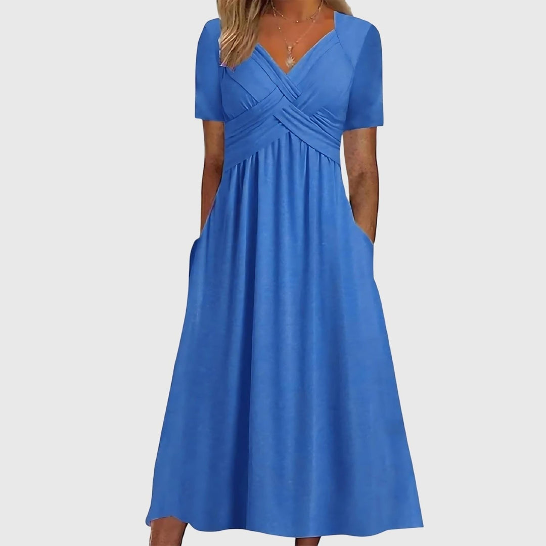 Hannah | Classic Cross-Front Cocktail Midi Dress