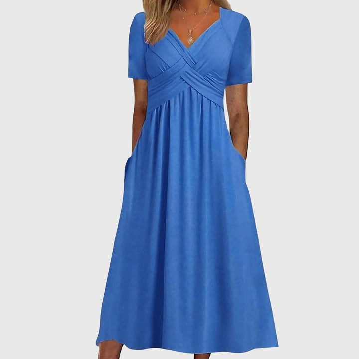 Hannah | Classic Cross-Front Cocktail Midi Dress