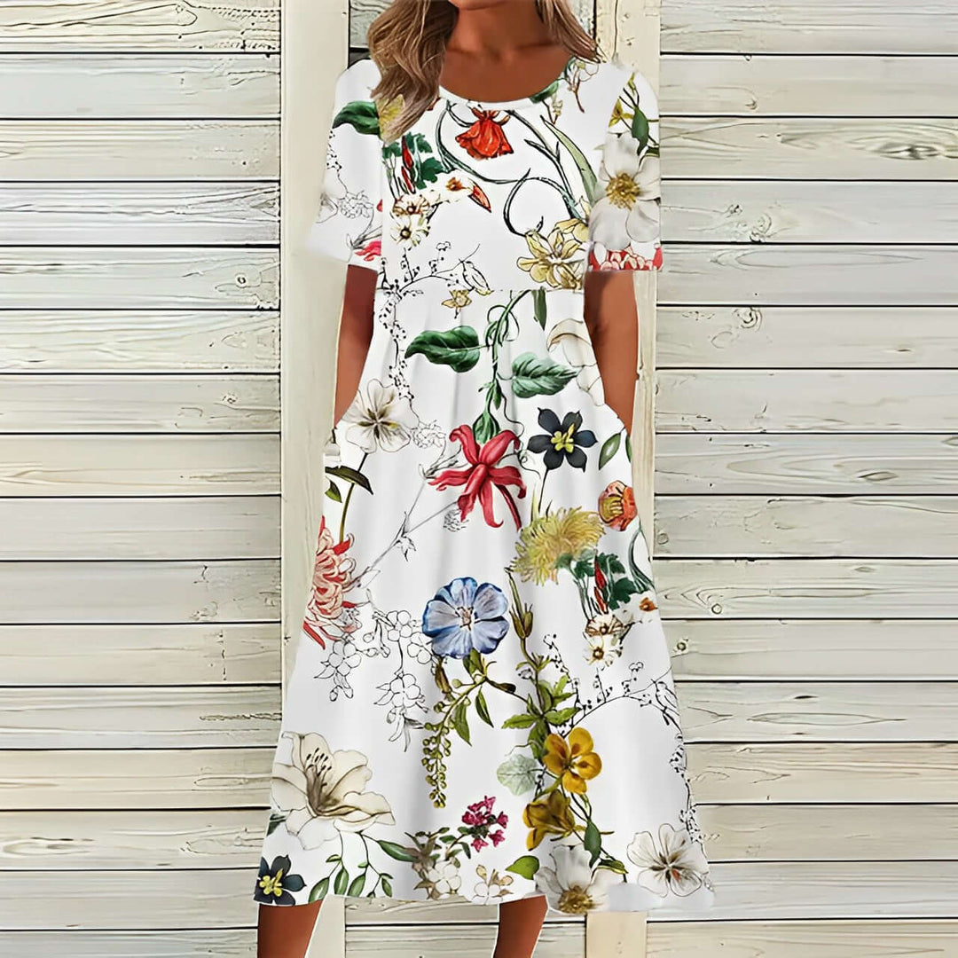 Hannah | Floral Midi Summer Dresses with Pockets