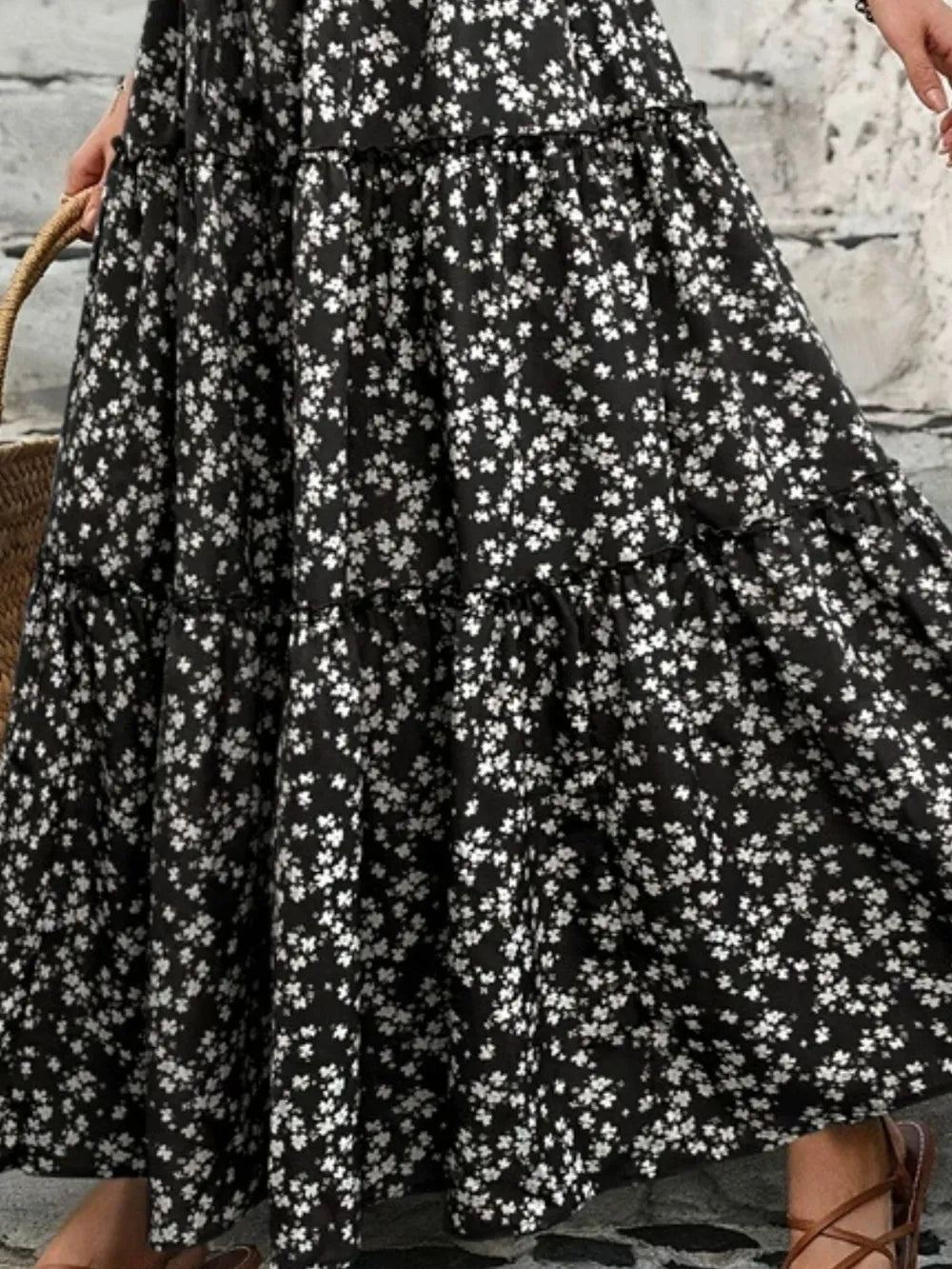 Hannah | Graceful Floral Tiered Boho Maxi Skirt